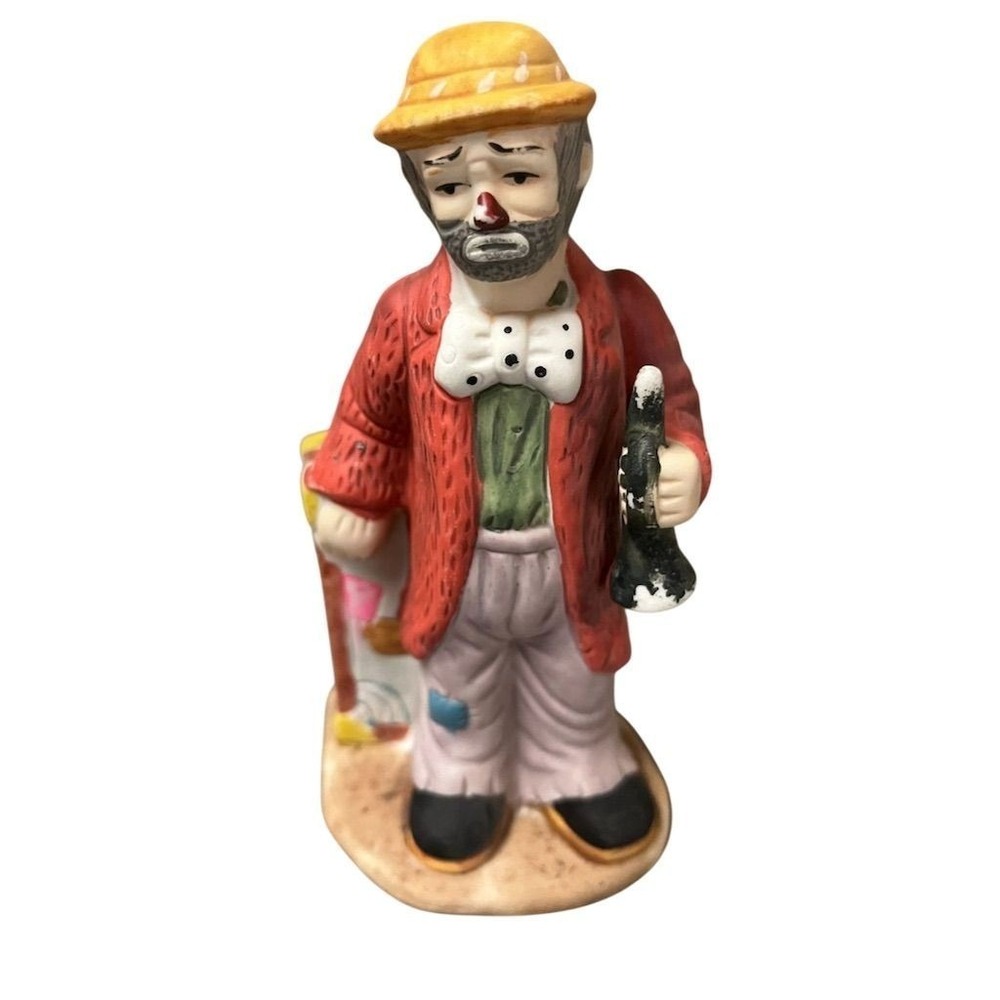 Vintage Flambro Emmett Kelly Jr. Clown Figurine 1980s Multicolor